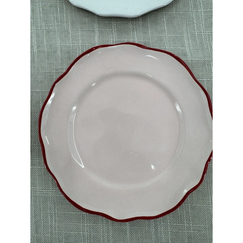 Pink Rose Dessert Plates Set Cottagecore Floral Shabby Chic Vintage Style